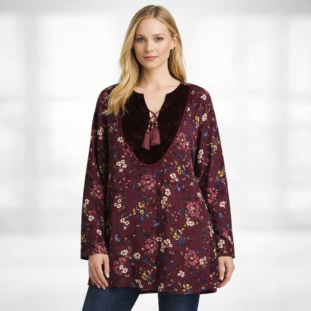 Ariat Western Rodeo Cowgirl Floral Velvet Bib Classic Festival Blouse Top SZ XXL